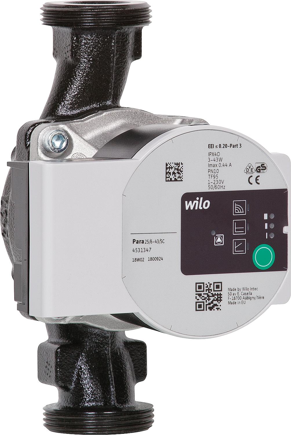 Wilo Para 25/6-43/SC circulation pump for Easyflow heating circuit set DN25(1") installation length 180mm