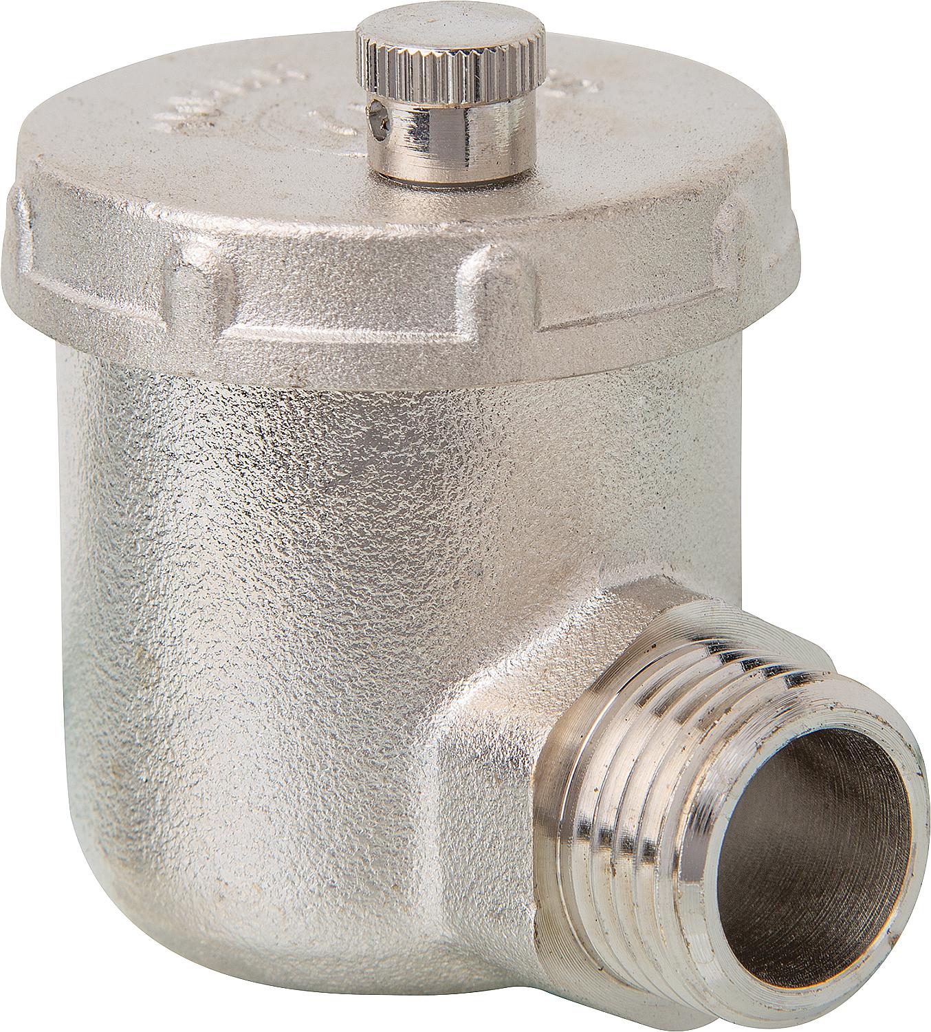 Purgeur d'air automatique avec raccord coudé DN15 (1/2") mâle, laiton chromé