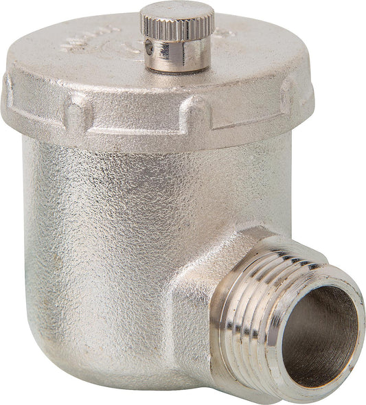 Purgeur d'air automatique avec raccord coudé DN15 (1/2") mâle, laiton chromé