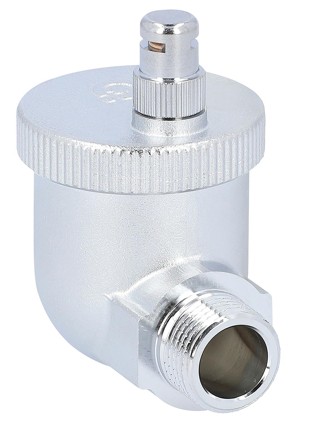 Purgeur rapide de radiateur Aercal type 504, filetage mâle DN15 (1/2"), raccord coudé, laiton chromé