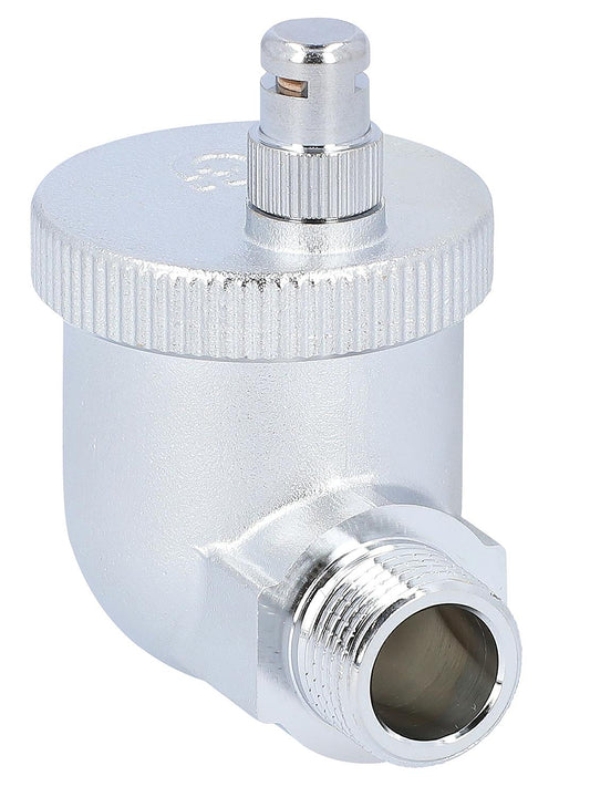 Purgeur rapide de radiateur Aercal type 504, filetage mâle DN15 (1/2"), raccord coudé, laiton chromé
