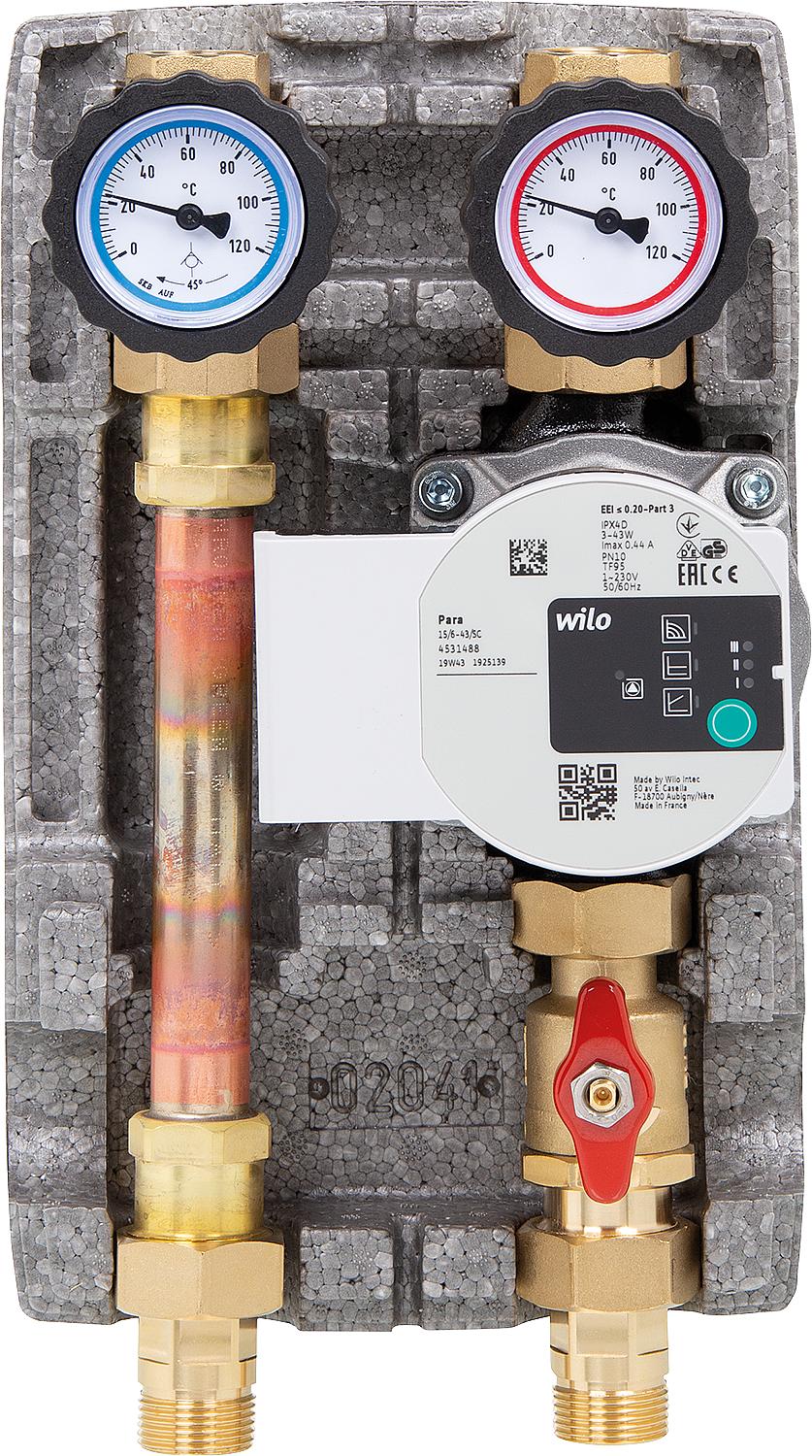 Heating circuit set Easyflow DN20(3/4"), unmixed, Wilo Para 15/6 SC