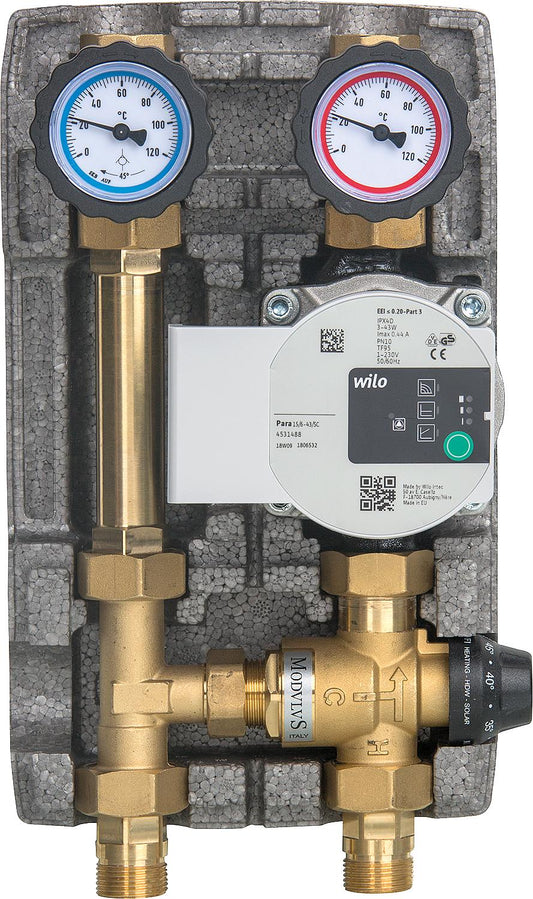 Heating circuit set Easyflow DN20 (3/4"), fixed-value mixer 20-43°C, Wilo Para 15/6 SC