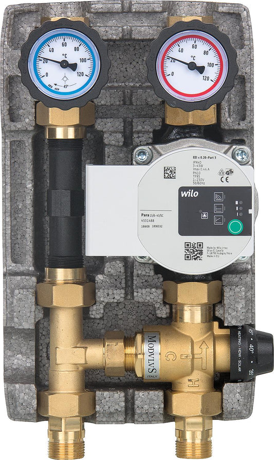 Heating circuit set Easyflow DN20 (3/4"), fixed value 20-43°C, heat meter section, Wilo Para 15/6 SC