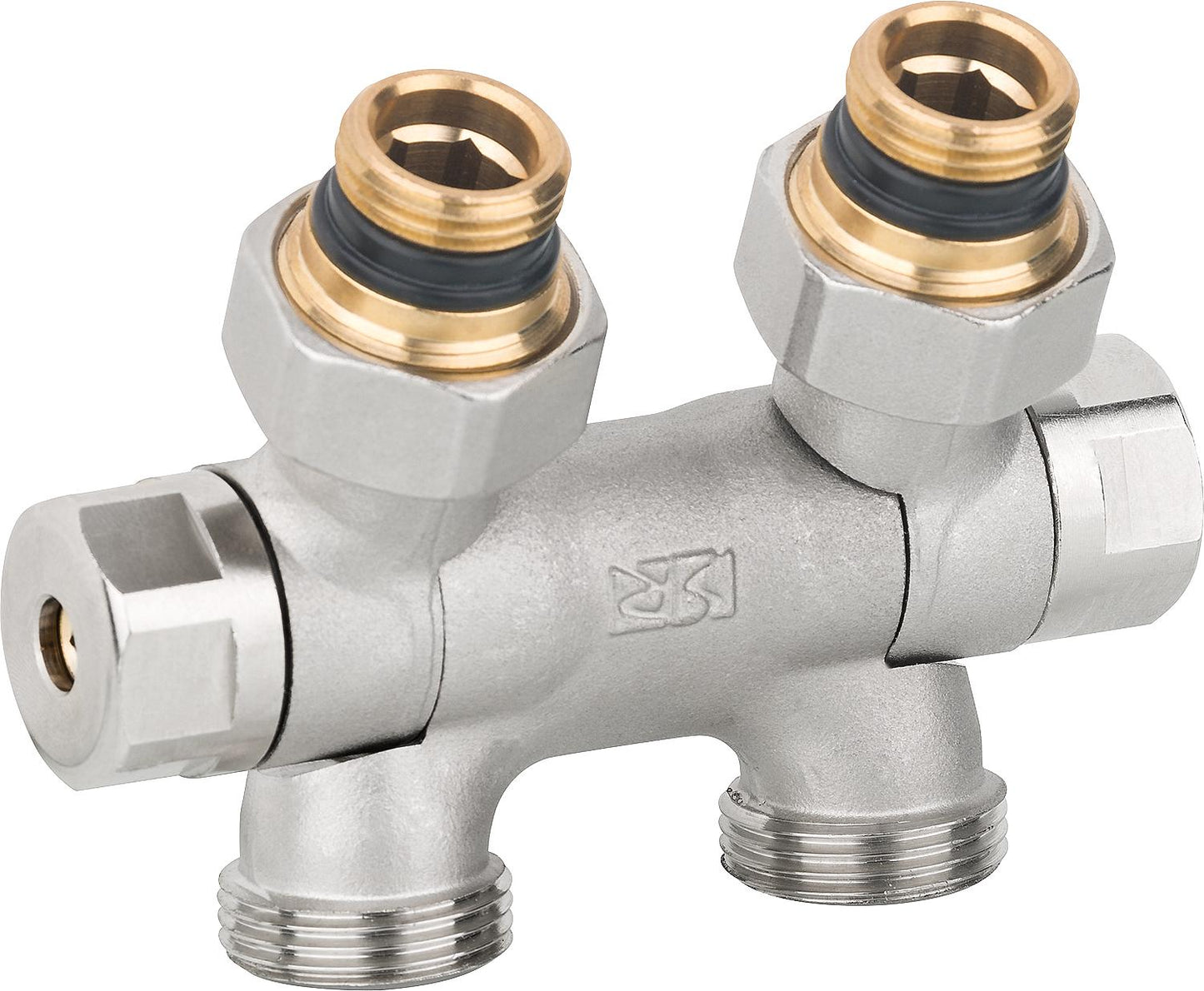 Shut-off valve block Flex DN15(1/2")xDN20(3/4") Eurocone for single and double pipe operation
