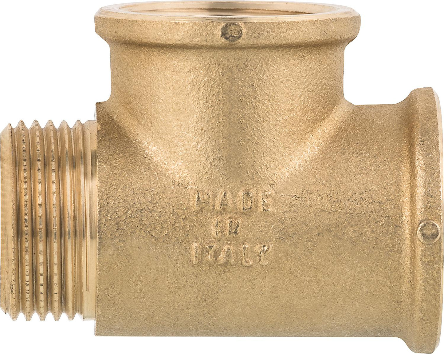 Brass tee, female thread x female thread x male thread, 1/2" x 1/2" x 1/2", PN10