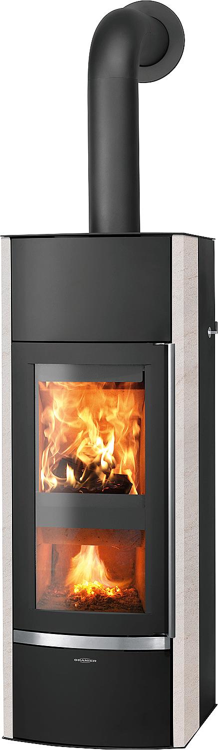 Hektos Aqua water-bearing wood-burning stove, limestone cream, body steel black