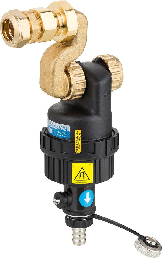 Séparateur de magnétite et de boues DIRTMAGSLIM type 545252 Vaillant, montage en surface, écrou union 22 mm x DN20 (3/4")