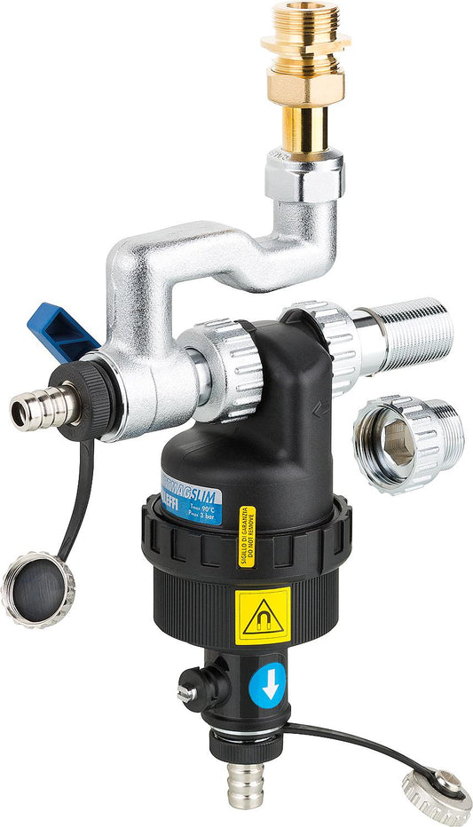 Séparateur de magnétite et de boues DIRTMAGSLIM type 545555 002 Junkers, installation encastrée, filetage mâle DN20 (3/4") x filetage femelle DN20 (3/4")