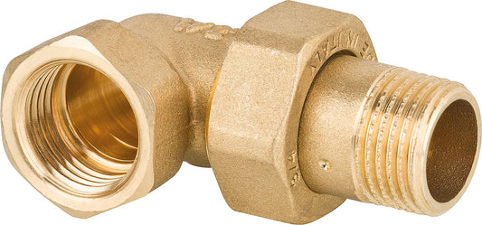 Brass threaded fitting, flat sealing, 90° angle, 1/2" ixa
