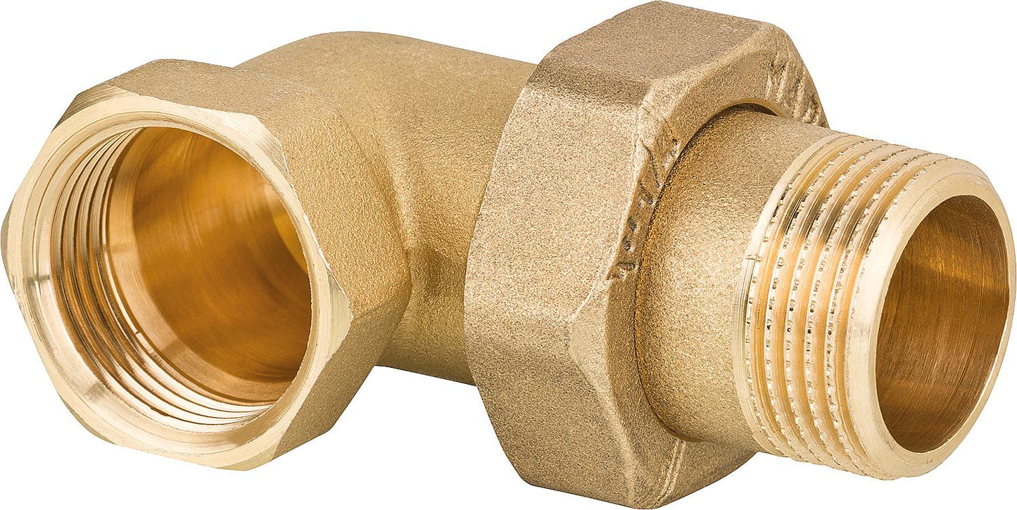 Brass threaded fitting, flat sealing, 90° angle, 1/2" ixa