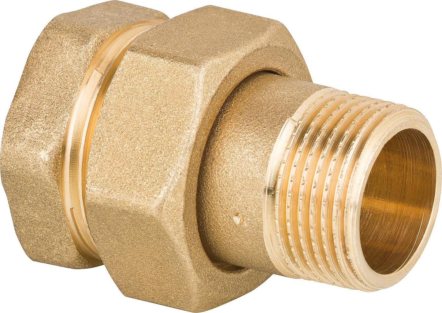 Brass threaded fitting, flat sealing, 1/2" ixa