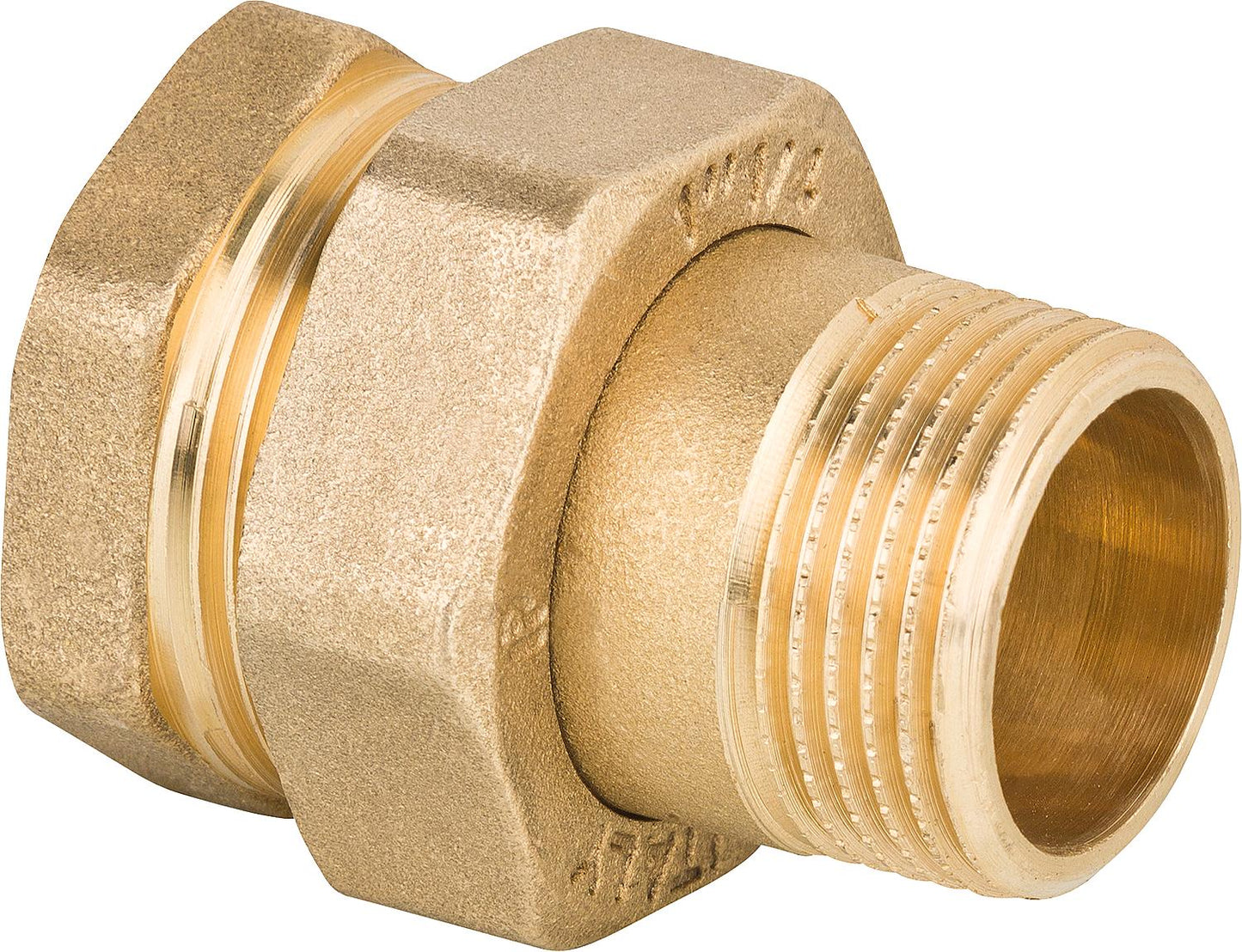 Brass threaded fitting, flat sealing, 1/2" ixa