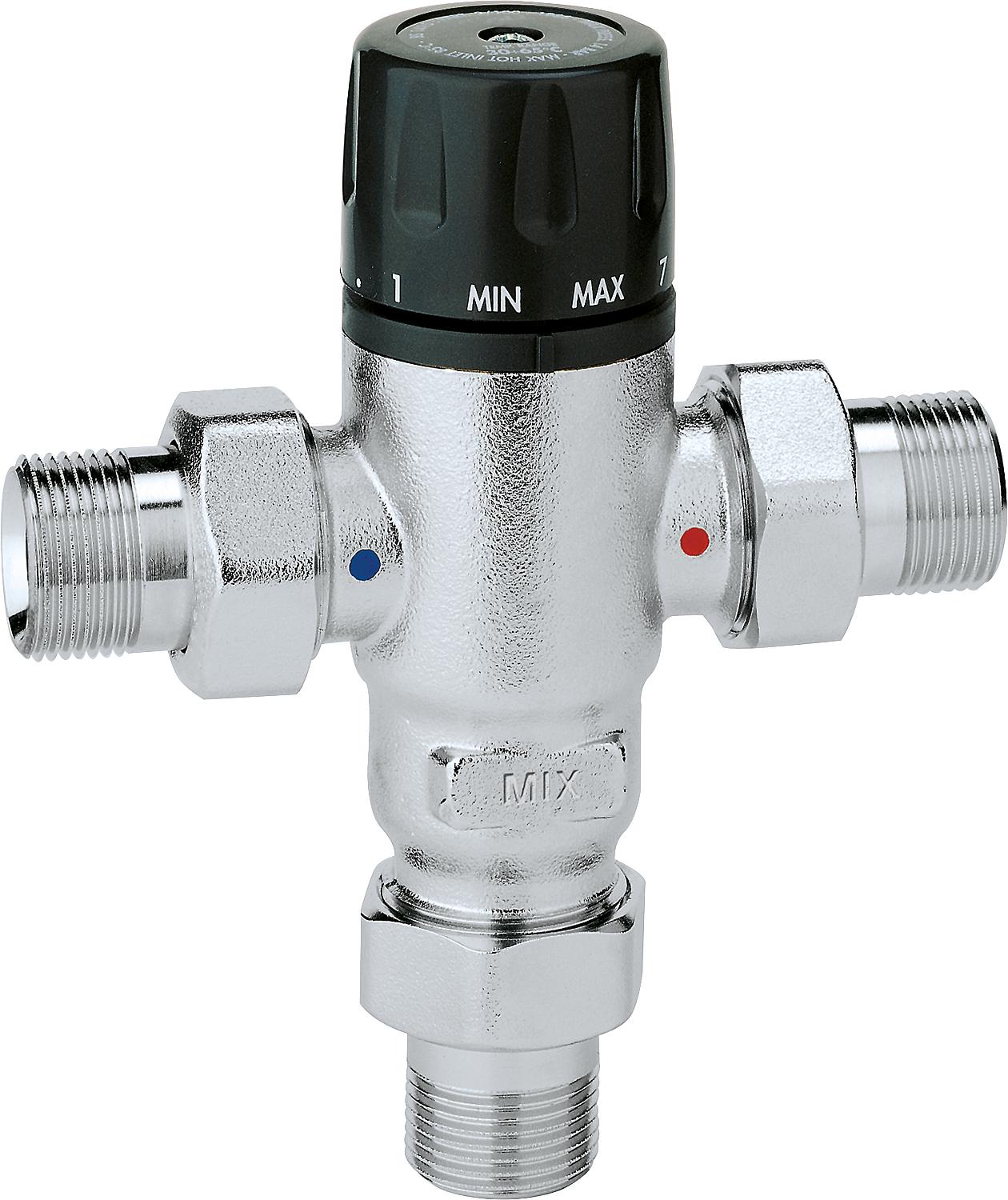Thermomischer 521 einstellbar, verchromt, 1/2" Einstellbereich: 30°C bis 65°C
