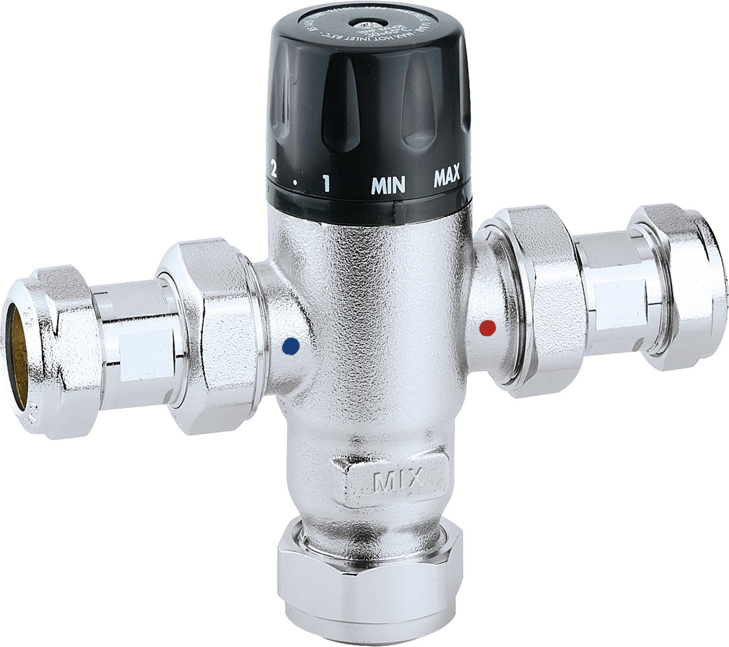 Thermomischer 521 einstellbar, verchromt, 15 mm Einstellbereich: 30°C bis 65°C