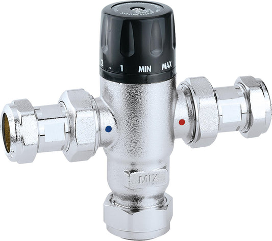 Mitigeur thermostatique réglable 521, chromé, 15 mm. Plage de réglage : 30 °C à 65 °C