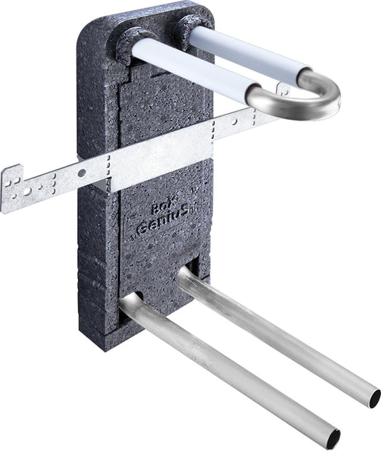 Radiator connection with pipe bend unit, stainless steel 15x1.0 Height: 320mm Incl. insulation box