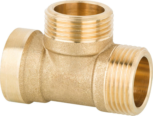 Brass tee IG15 (1/2") male x DN20 (3/4") male x DN20 (3/4") male, flat sealing PN10
