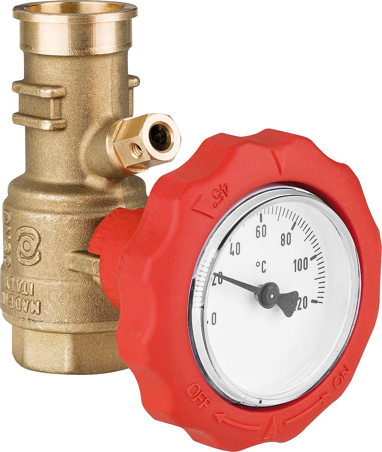 Kugelhahn Vorlauf DN20 (3/4") IG rot, passend für Novacond