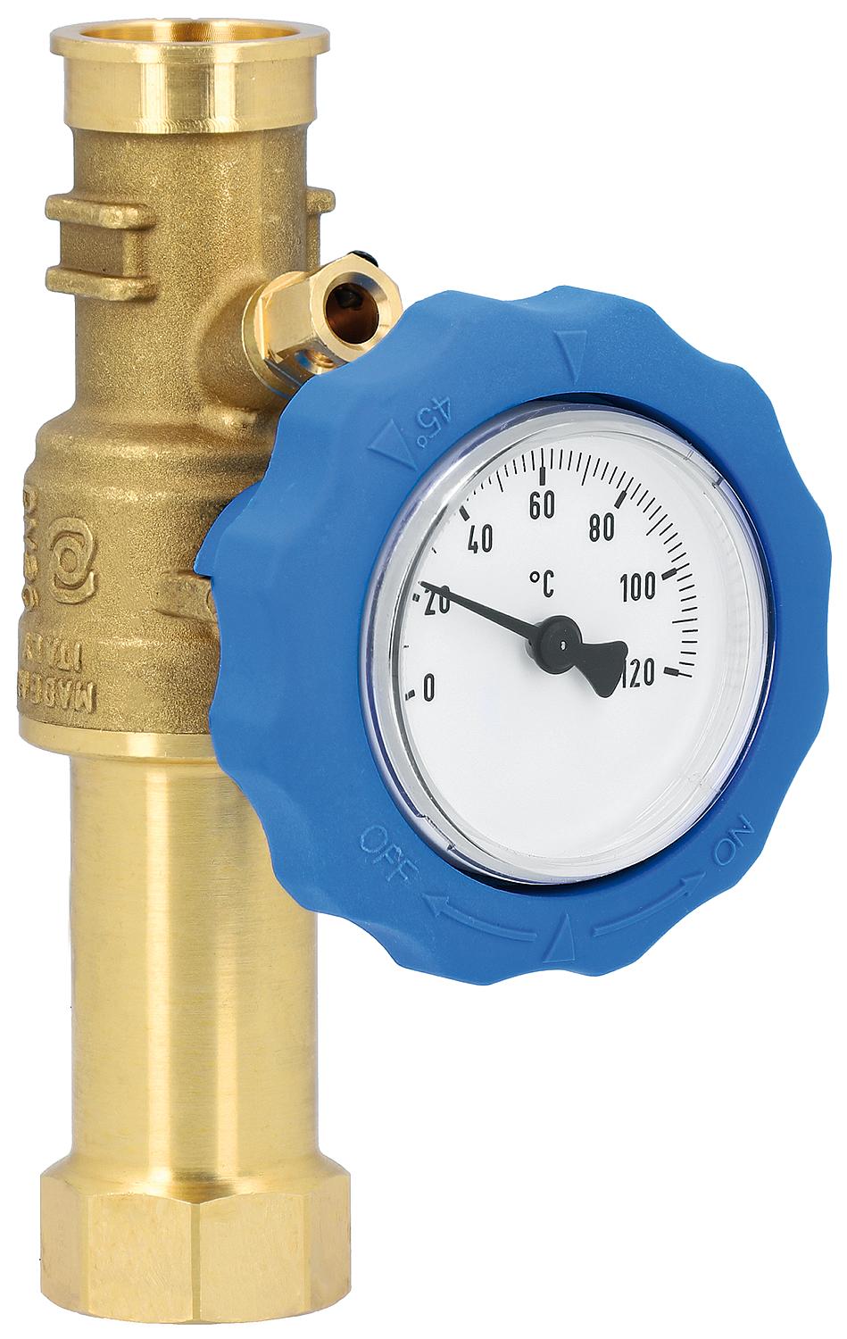 Kugelhahn Rücklauf DN20(3/4") IG blau, passend für Novacond