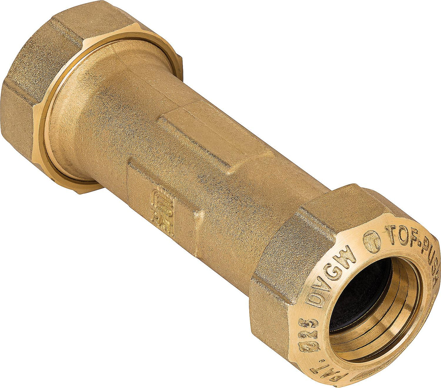 25mm brass repair sleeve for PE pipes, DVGW certified