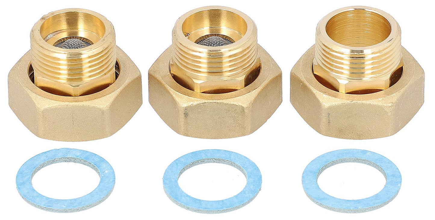 Easyflow screw fitting set with 2x check valves 120°C DN20 (3/4") male thread x DN25 (1") female thread