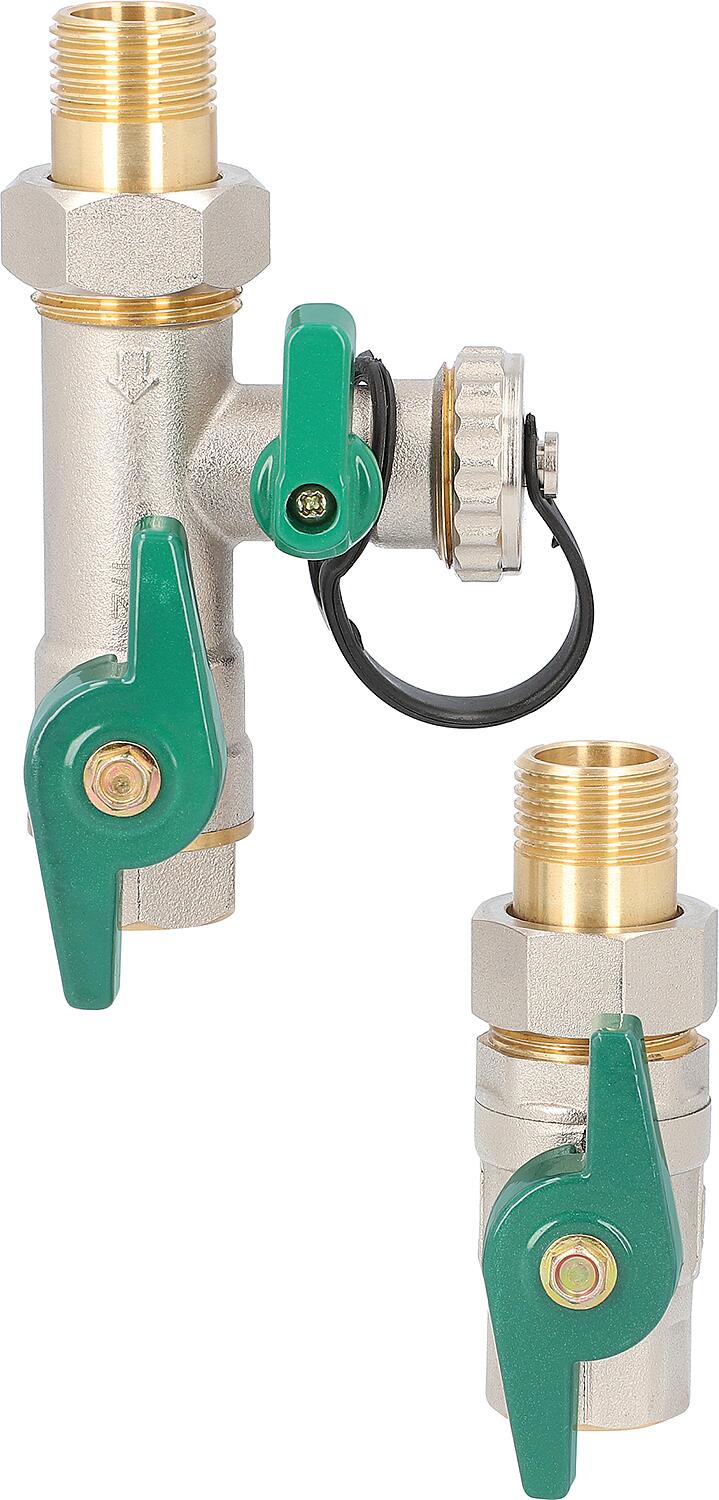 Connection set with flushing device for circulation pumps DN15 (1/2")