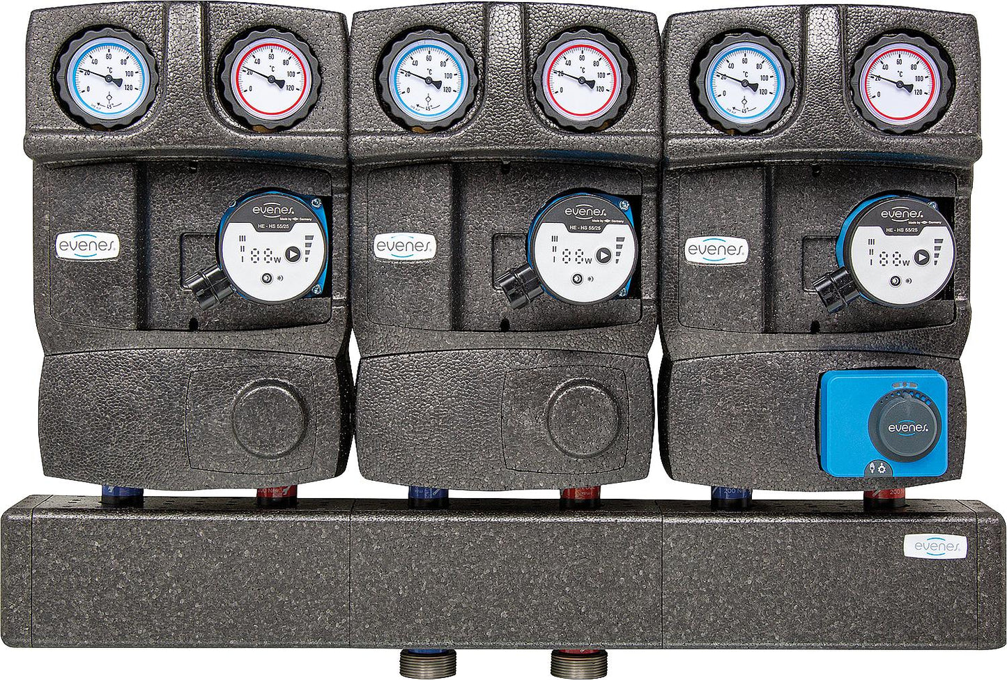Module distribution group Evenes 2x direct circuit, 1x mixing circuit DN25 (1")
