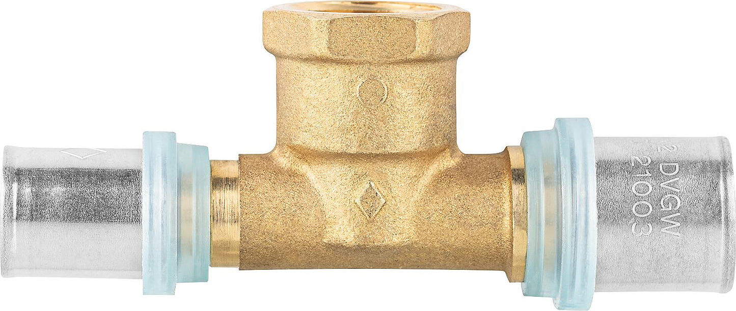 EVENES press fitting for MSVR, transition tee reduced (female thread) 20x2mm-1/2"-16x2mm, TH contour