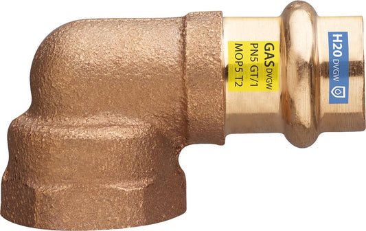 Raccord à sertir en laiton rouge, angle de transition 90° avec filetage femelle