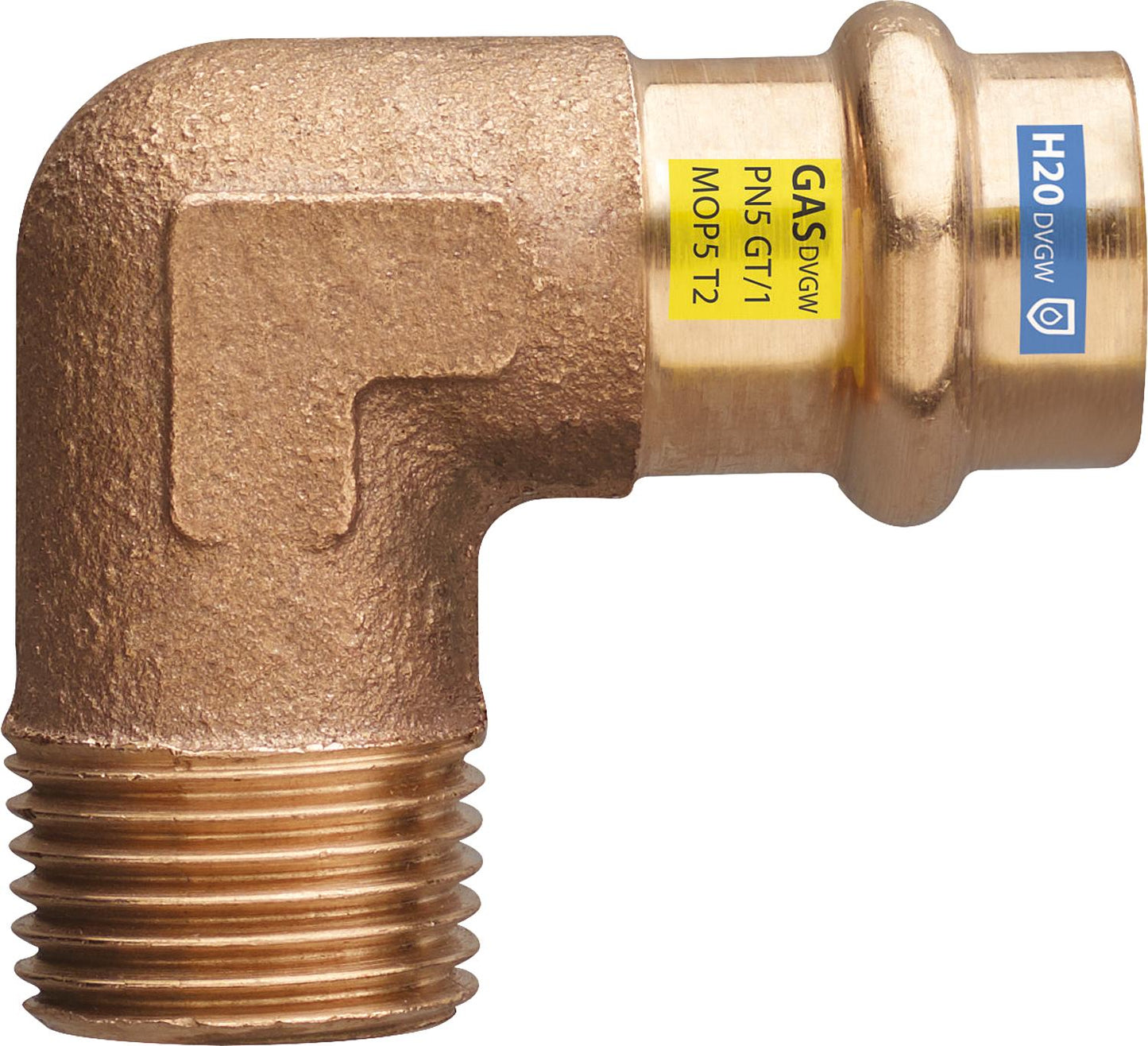 Raccord à sertir en laiton rouge, angle de transition 90° avec filetage mâle