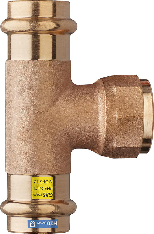 Raccord en T à sertir en laiton rouge avec filetage femelle