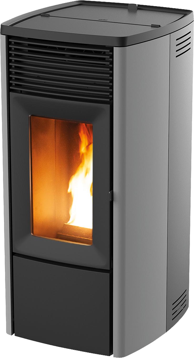 Ego Air 8 R pellet stove, basic unit with black metal casing, 8.1 kW