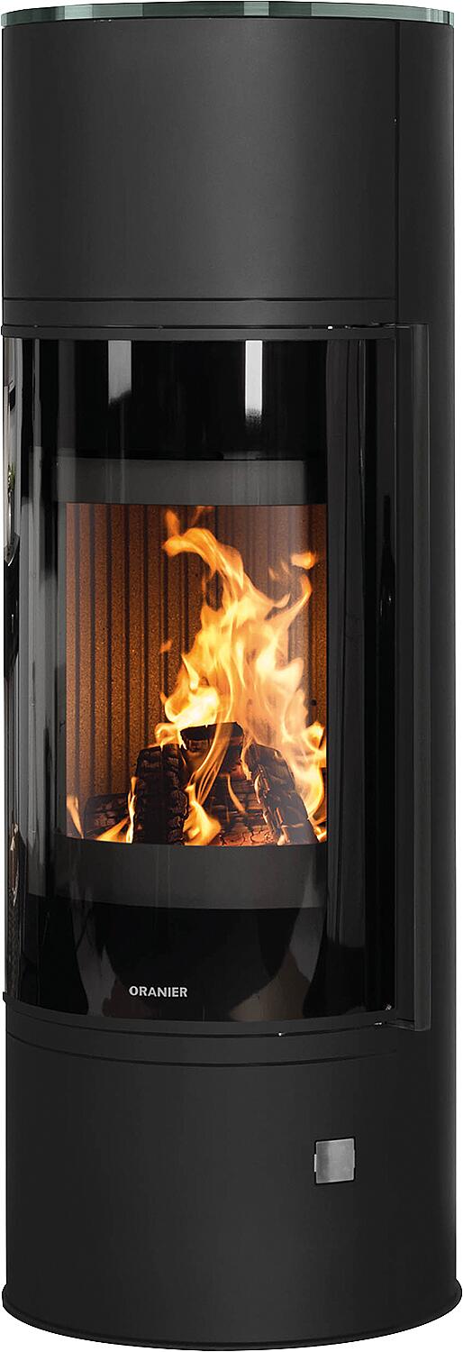 Arena (W+) 2.0 steel black wood-burning stove with glass cover plate
