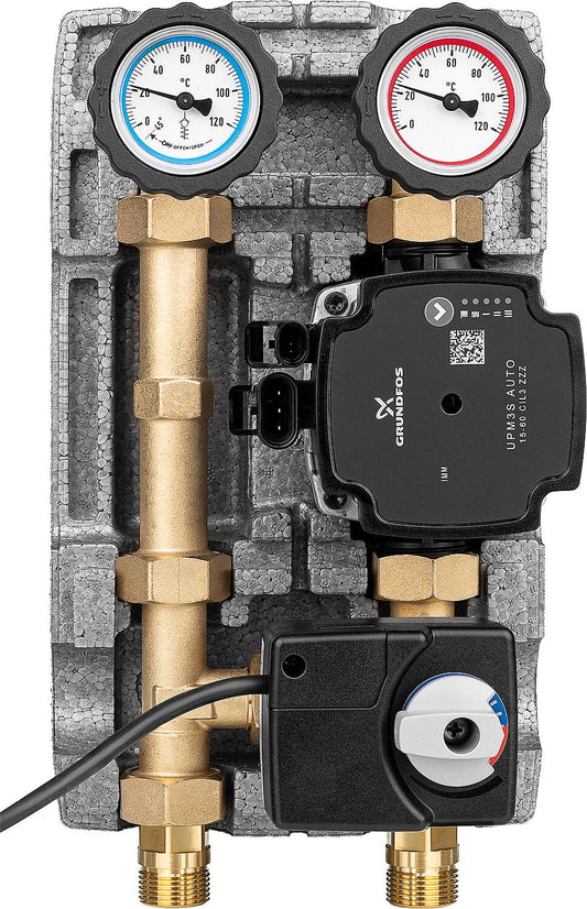 Easyflow DN20 (3/4") heating circuit set with 3-way mixer, mixer motor, and Grundfos UPM3S AUTO 15-60 pump