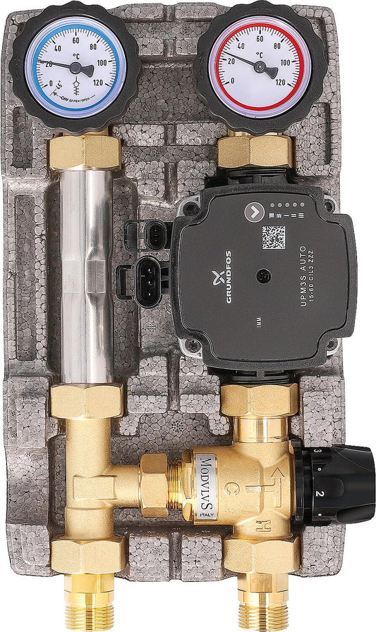 Heating circuit set Easyflow DN20 constant value control circuit, thermal 20-43° and heat meter section with Grundfos UPM3S AUTO 15-60 pump,