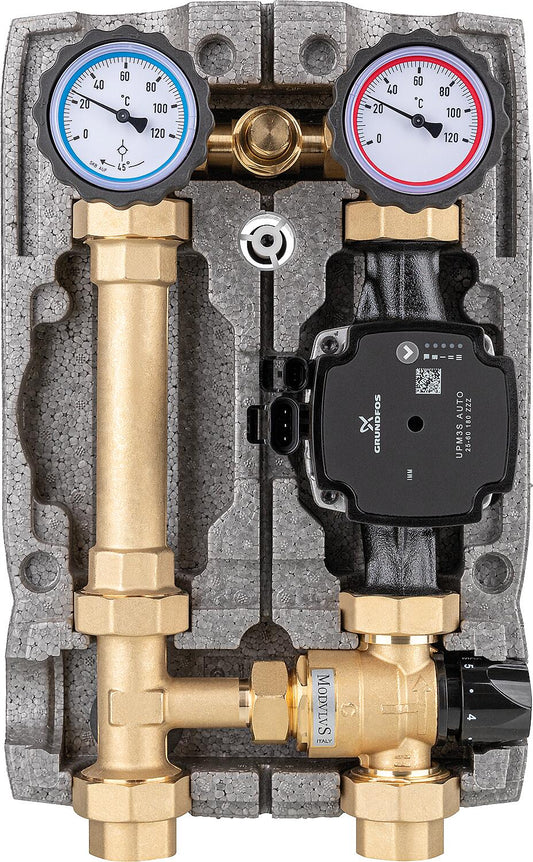 Easyflow DN25(1") constant value control circuit heating circuit, thermal 20-45°C with bypass valve, Grundfos UPM3S AUTO 25-60 pump