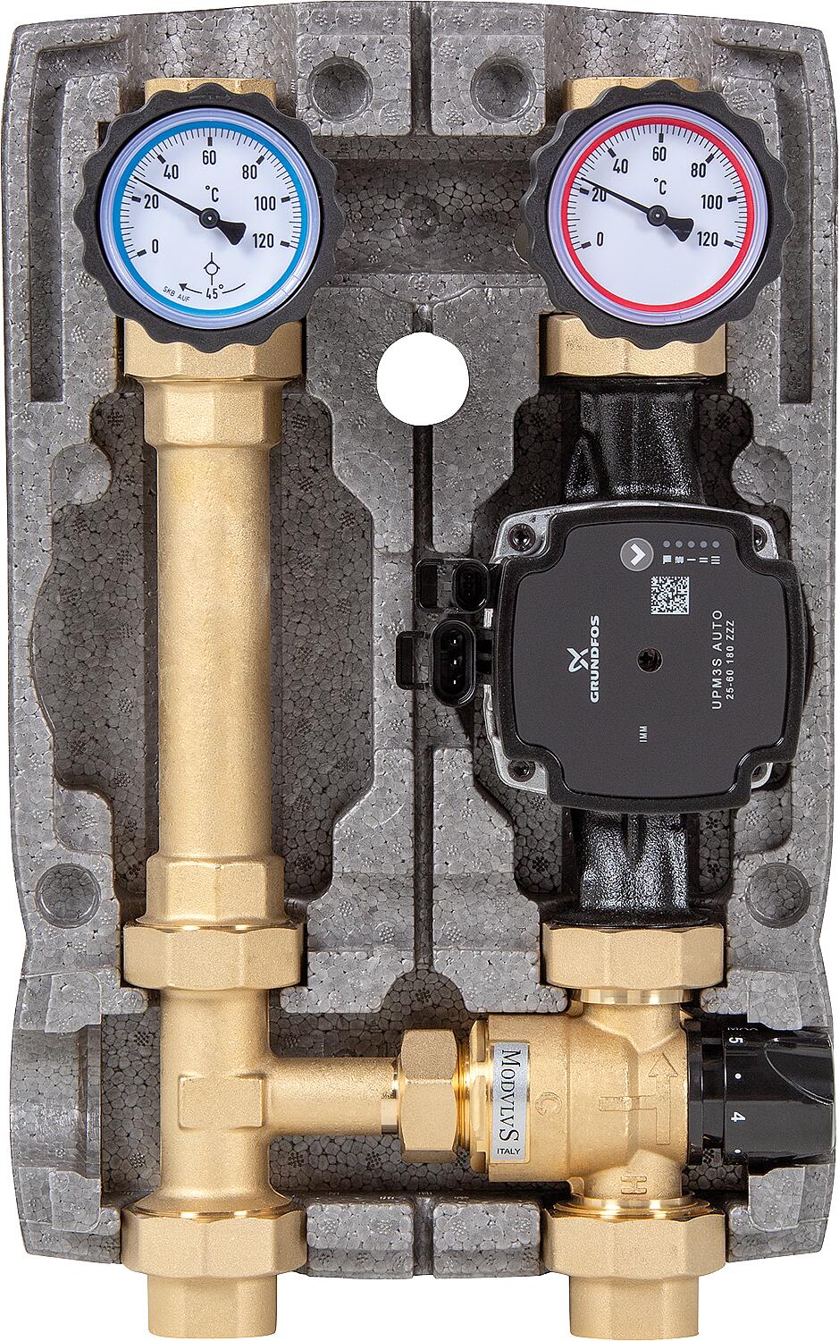 Easyflow fixed-value control set Grundfos UPM3 Hybrid 25-70, adjustable range 20-43°C, DN25
