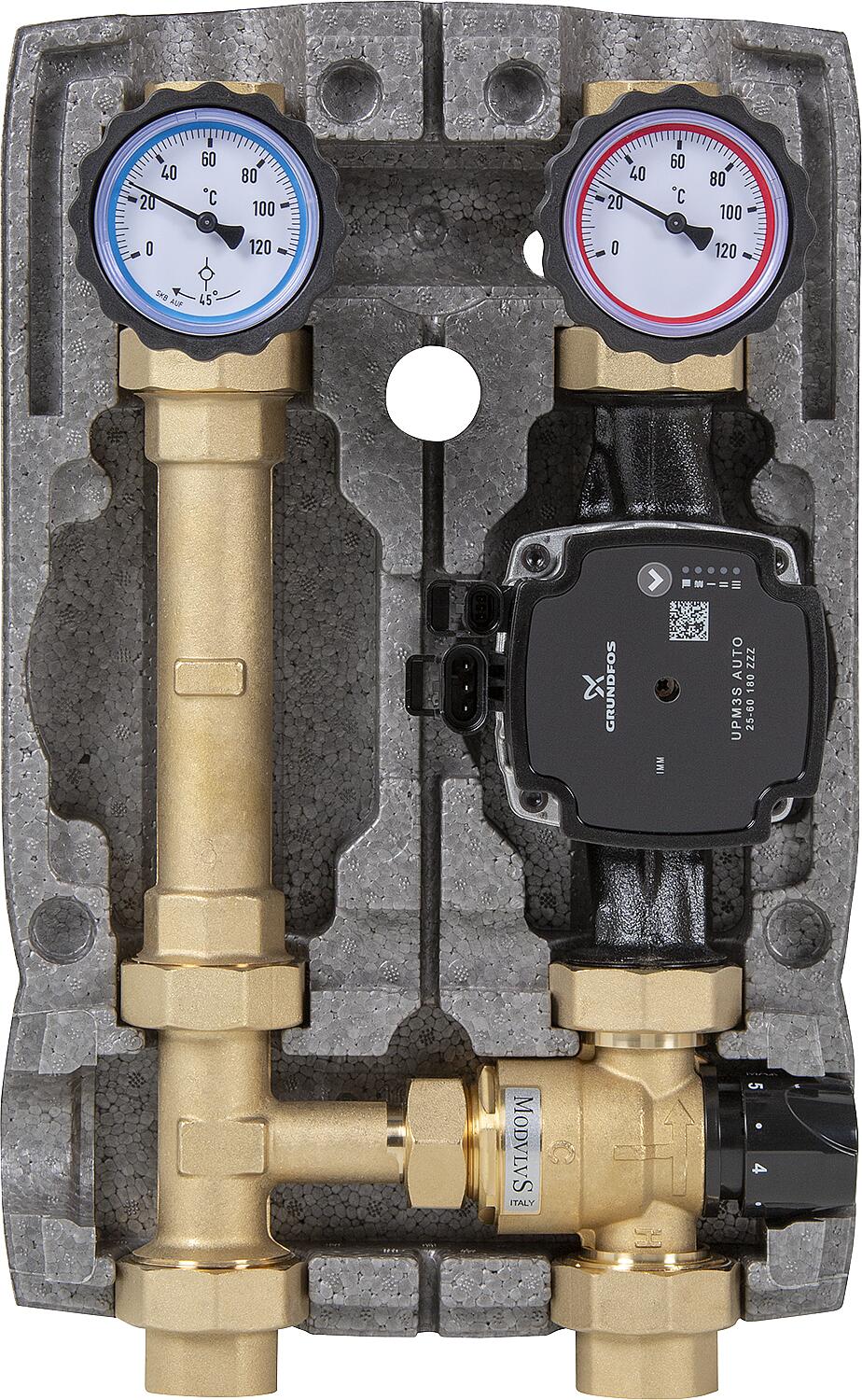 Easyflow fixed-value control set Grundfos UPM3 Hybrid 25-70, adjustable range 20-43°C, DN25