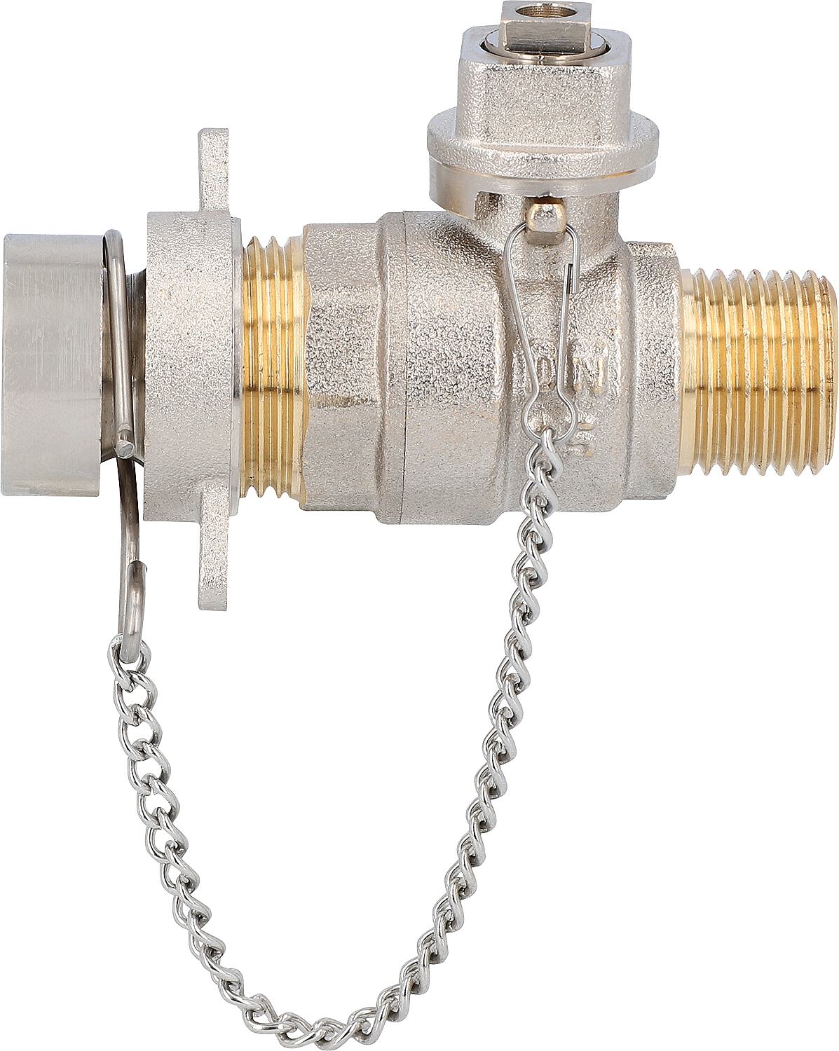 Vanne à bille avec bouchon et capuchon carré, sans poignée