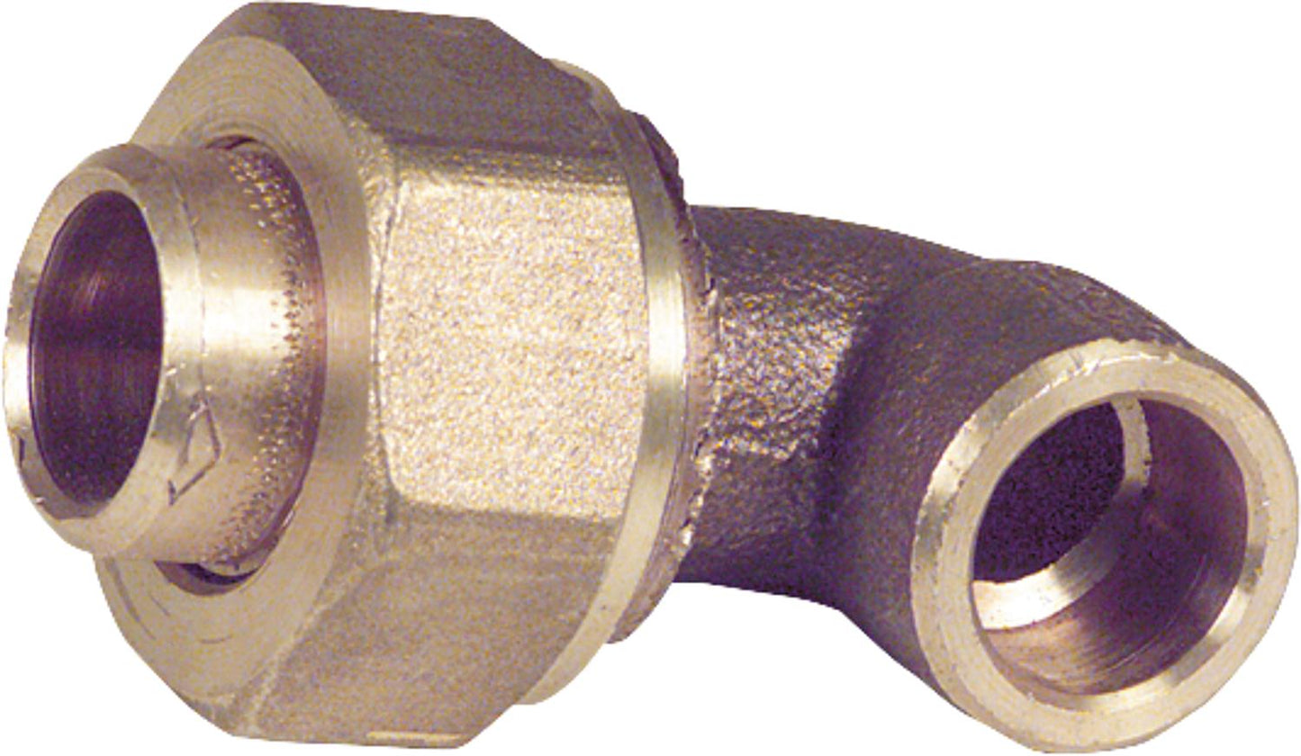 Red brass solder fitting 4096, 90° angled screw fitting, conical sealing, 35 mm