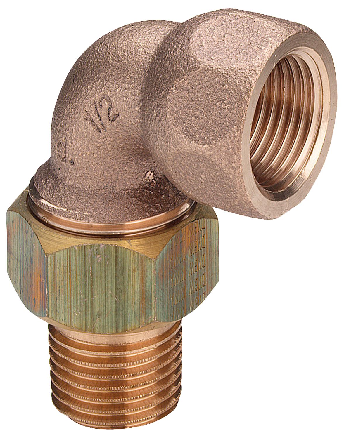 Raccord fileté en laiton rouge
 Raccord à vis coudé à 90° (filetage femelle x mâle)