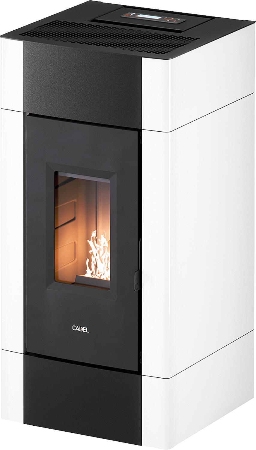 Pelletofen Cadel Cristal 9, Verkleidung Metall Weiss