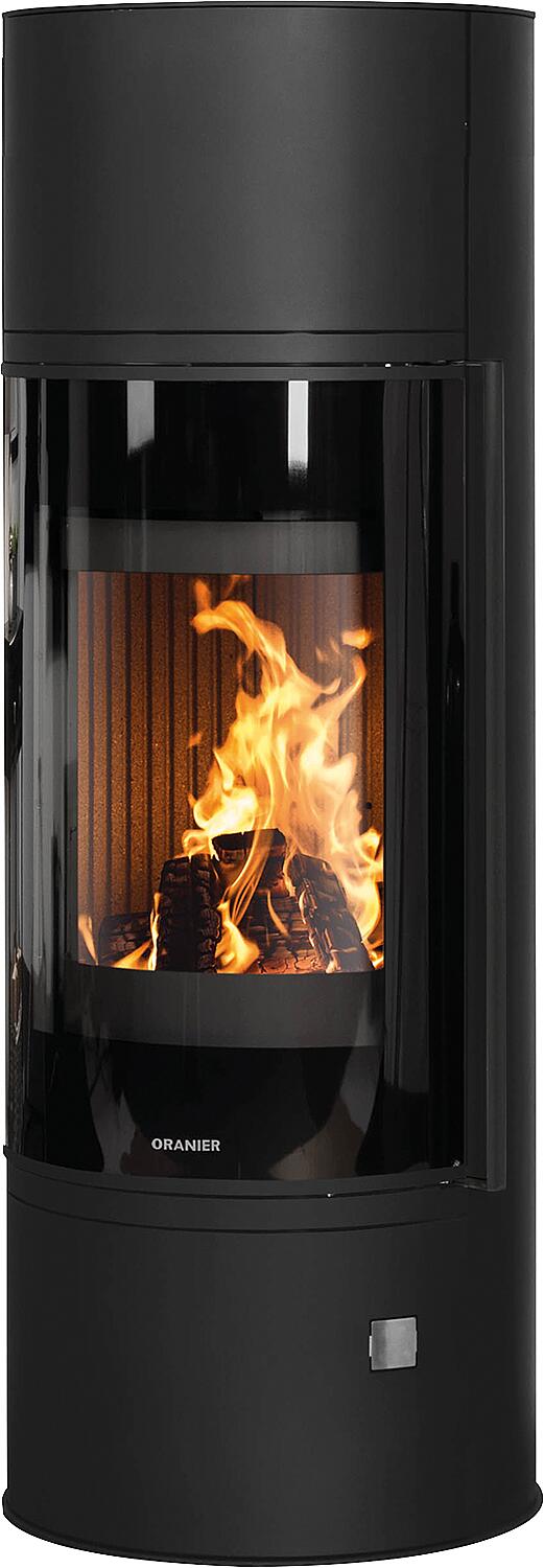 Arena (W+) 2.0 steel black wood-burning stove with glass cover plate
