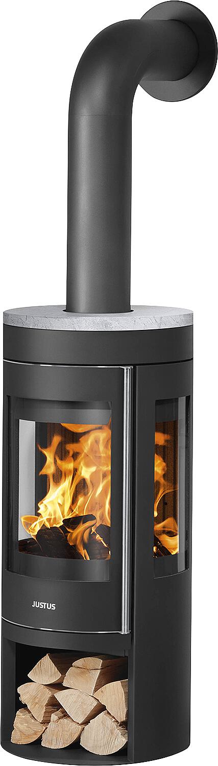 Mino Trios 2.0 wood-burning stove, steel black body