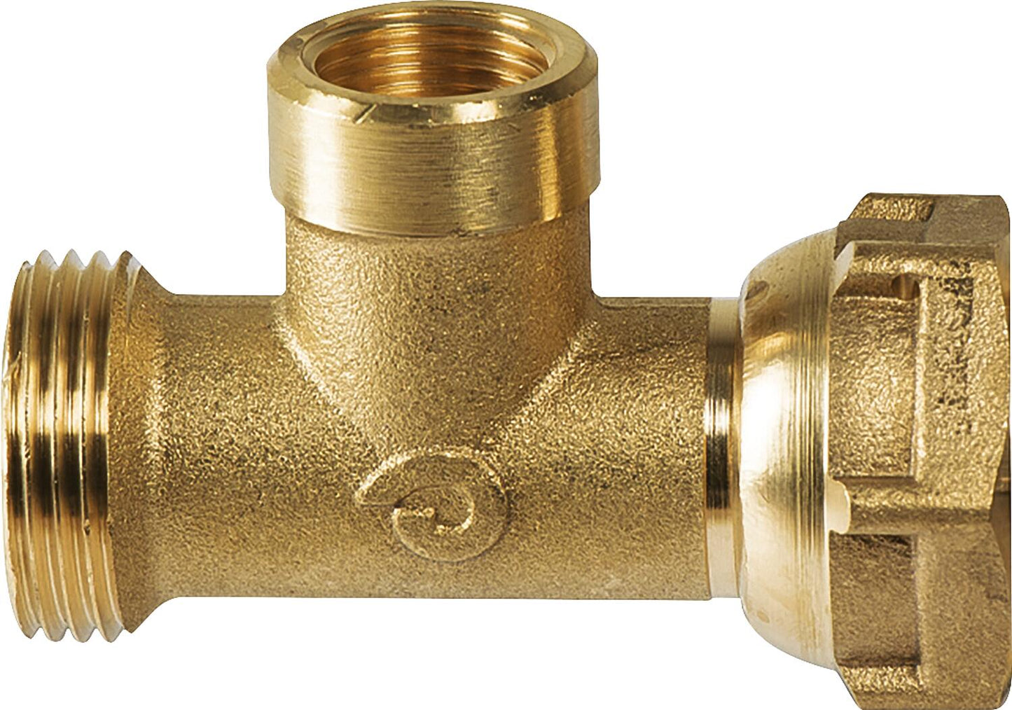 Brass T-piece with DN20 (3/4") male thread x DN10 (3/8") female thread x DN20 (3/4") female thread