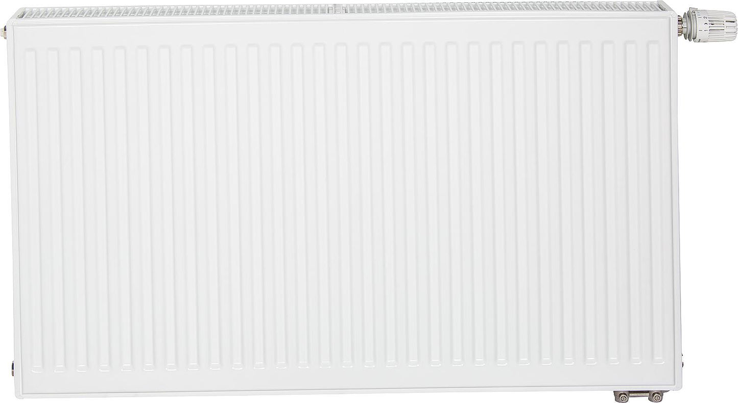 Profile radiator PLATTELLA V6 L, standard connection 6-way, type 33/600/2400, color white RAL 9016