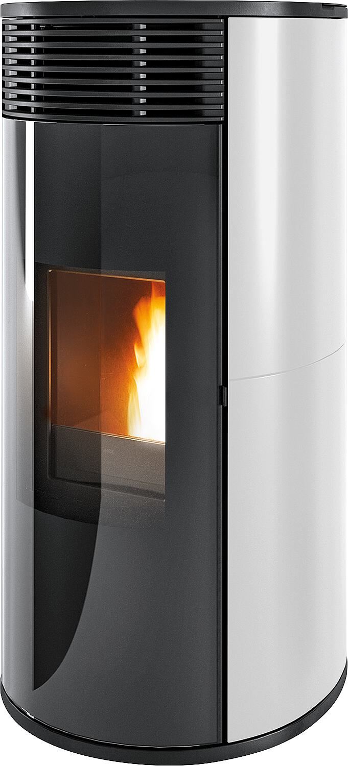 MCZ Pad Hydromatic 18 R pellet stove, basic unit with flat white ceramic cladding, 17.7 kW
