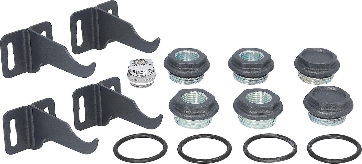 Connection and mounting kit for Garda S90 aluminum radiators, color Slate Grey (RAL 7015 Matt)