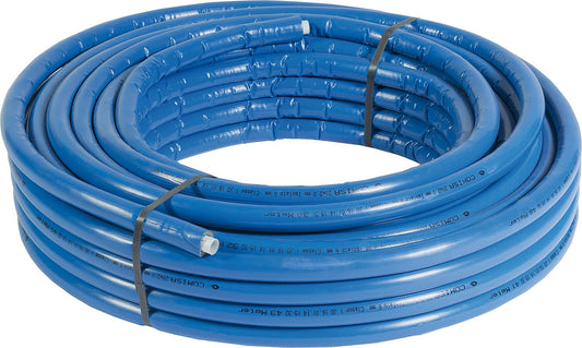 Metal composite pipe in rolls 16x2mm with blue insulation 6mm, pack size = 50m